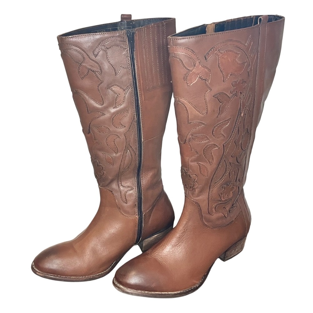 Roan by Bed Stu Ellia Tall Leather Western Knee High Boots Round Toe Women's 9.5
